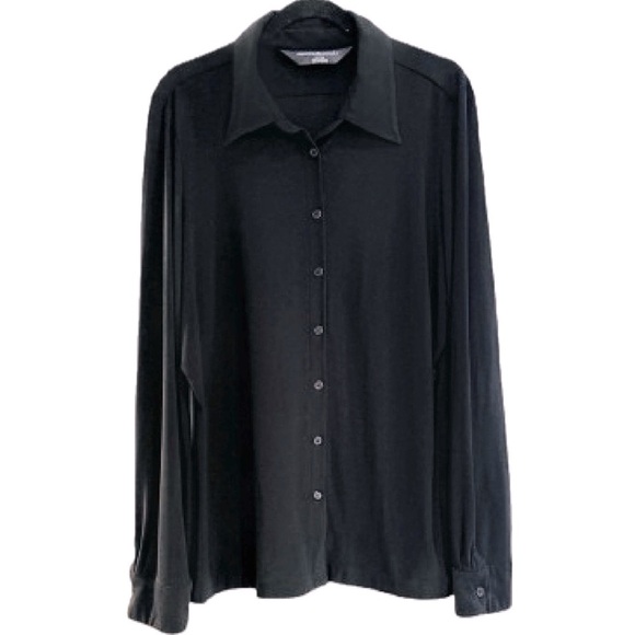 👕🏢 NORMA KAMALI Black Button Down Premium Stretch Shirt | XXL Luxe Workwear - Picture 1 of 3